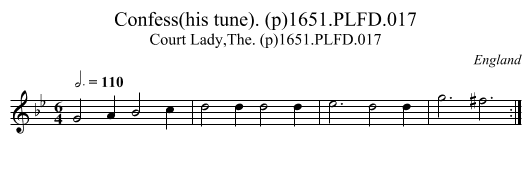 Confess(his tune). (p)1651.PLFD.017 - staff notation