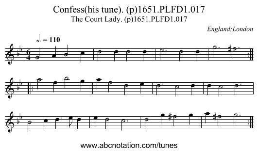 Confess(his tune). (p)1651.PLFD1.017 - staff notation