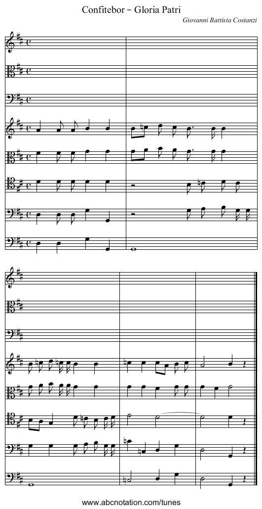Confitebor – Gloria Patri - staff notation
