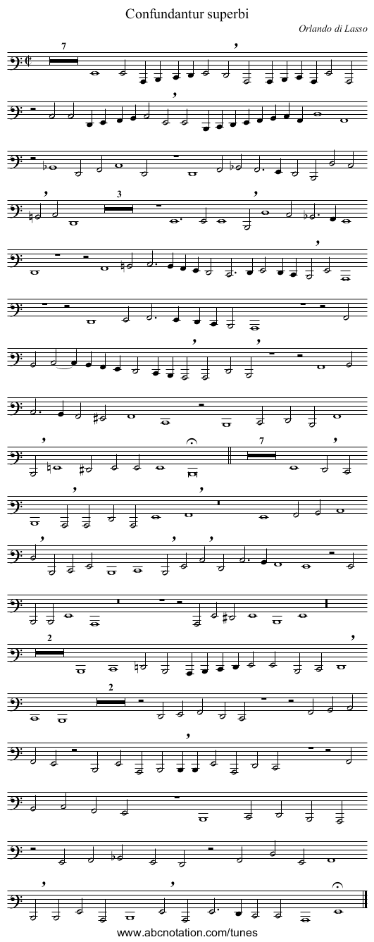 Confundantur superbi - staff notation