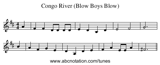 Congo River (Blow Boys Blow) - staff notation