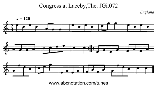 Congress at Laceby,The. JGi.072 - staff notation