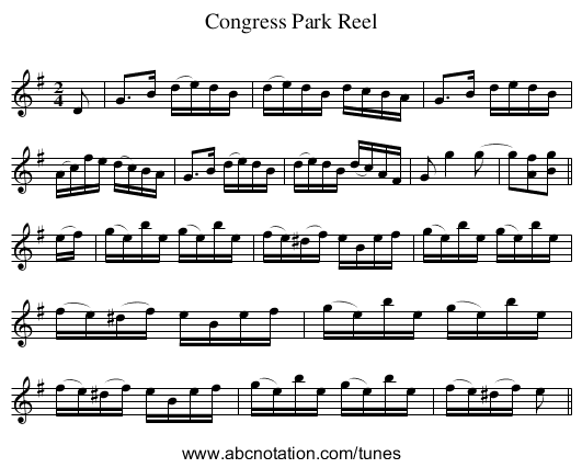 Congress Park Reel - staff notation