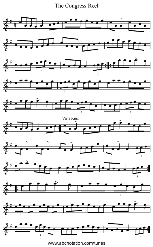 Congress Reel, The - staff notation