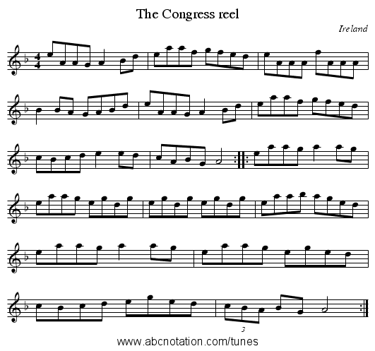 Congress reel, The - staff notation