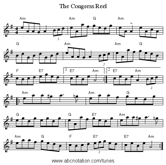 Congress Reel, The - staff notation