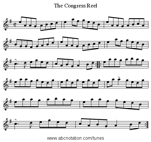 Congress Reel, The - staff notation