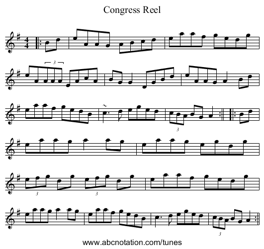 Congress Reel - staff notation