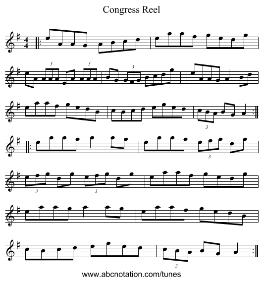 Congress Reel - staff notation