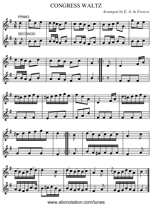 CONGRESS WALTZ - staff notation
