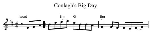 Conlagh's Big Day - staff notation