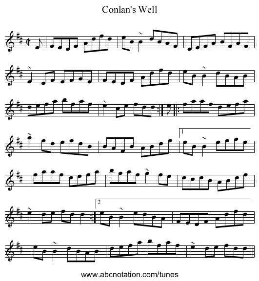Conlan's Well - staff notation