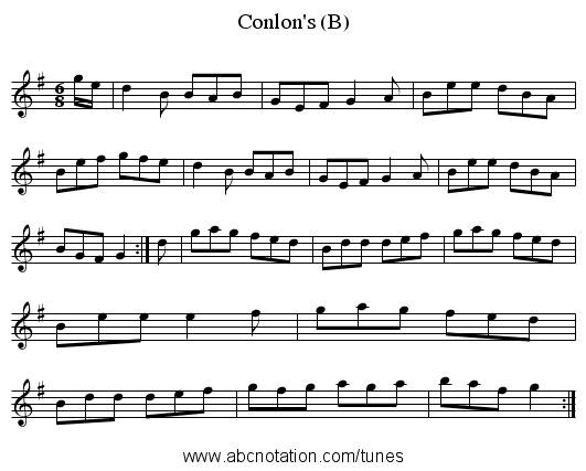 Conlon's (B) - staff notation