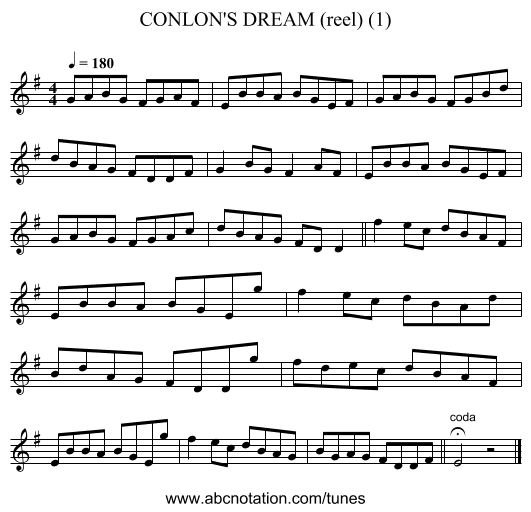 CONLON'S DREAM (reel) (1) - staff notation