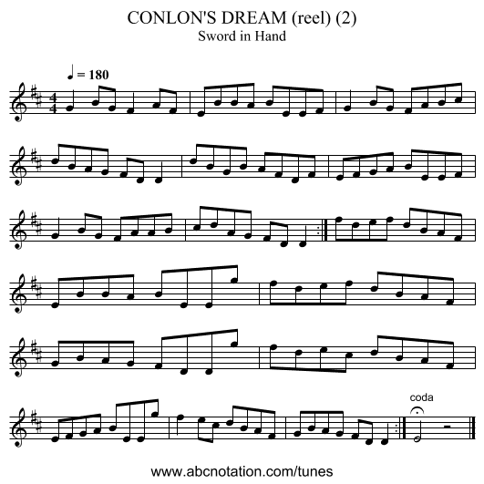 CONLON'S DREAM (reel) (2) - staff notation