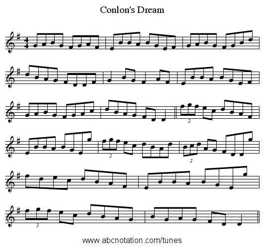 Conlon's Dream - staff notation