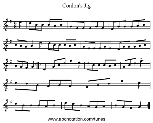 Conlon's Jig - staff notation