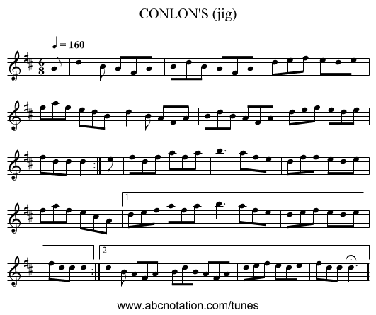 CONLON'S (jig) - staff notation