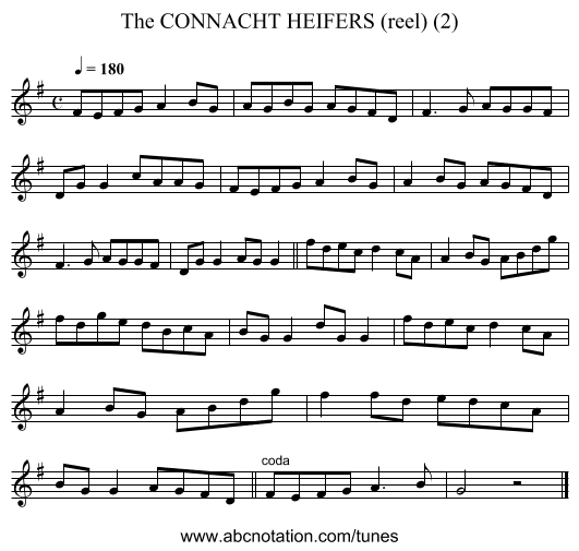 CONNACHT HEIFERS (reel) (2), The - staff notation