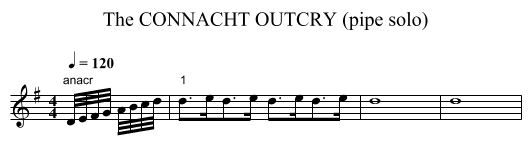 CONNACHT OUTCRY (pipe solo), The - staff notation