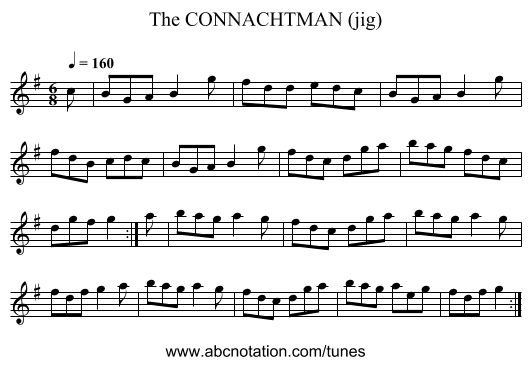 CONNACHTMAN (jig), The - staff notation