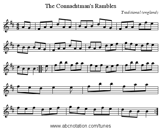 Connachtman's Rambles, The - staff notation