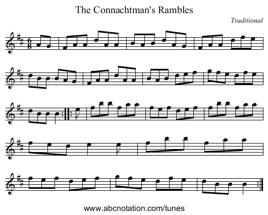 Connachtman's Rambles, The - staff notation