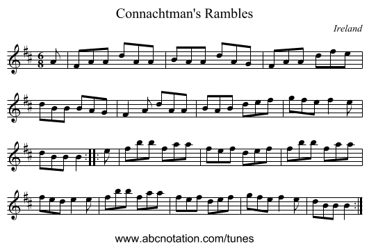 Connachtman's Rambles - staff notation