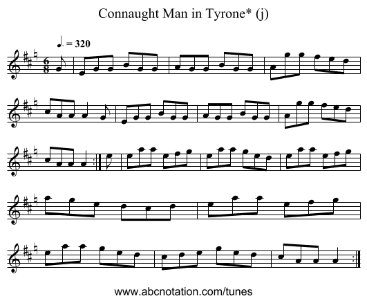 Connaught Man in Tyrone* (j) - staff notation