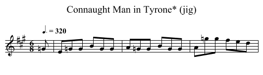 Connaught Man in Tyrone* (jig) - staff notation