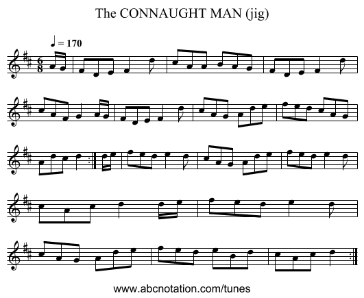 CONNAUGHT MAN (jig), The - staff notation