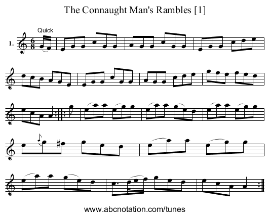 Connaught Man's Rambles [1], The - staff notation