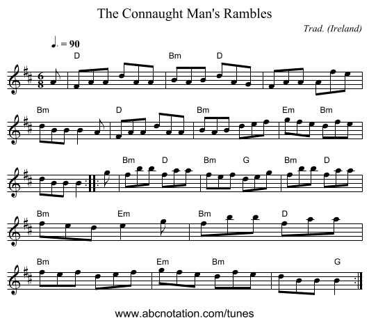Connaught Man's Rambles, The - staff notation