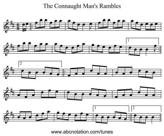 Connaught Man's Rambles, The - staff notation