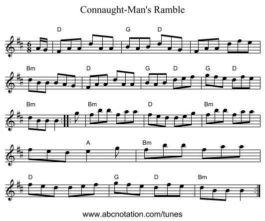 Connaught-Man's Ramble - staff notation