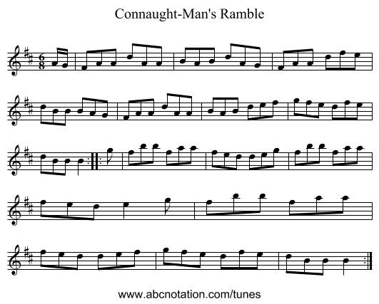 Connaught-Man's Ramble - staff notation