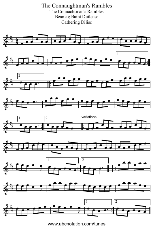 Connaughtman's Rambles, The - staff notation