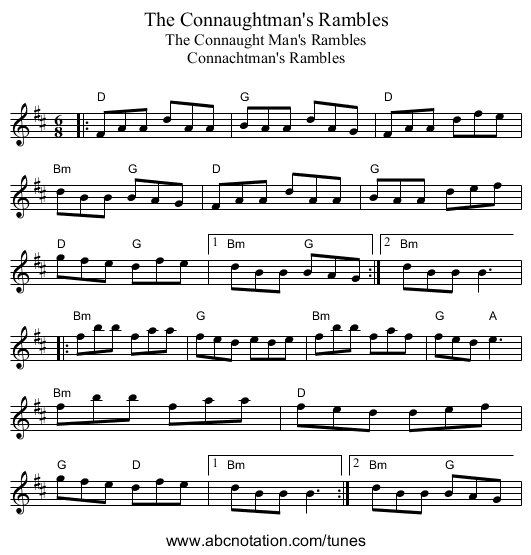 Connaughtman's Rambles, The - staff notation