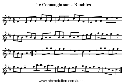 Connaughtman's Rambles, The - staff notation
