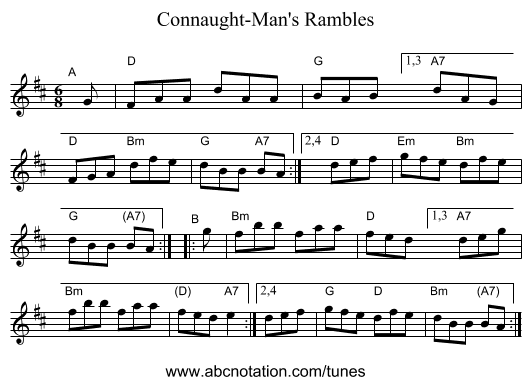 Connaught-Man's Rambles - staff notation