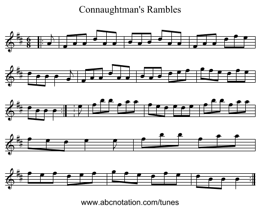 Connaughtman's Rambles - staff notation