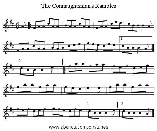 Connaughtsman's Rambles, The - staff notation