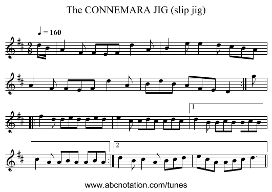 CONNEMARA JIG (slip jig), The - staff notation