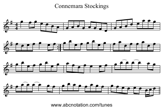 Connemara Stockings - staff notation