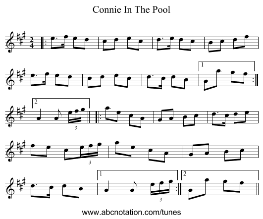 Connie In The Pool - staff notation