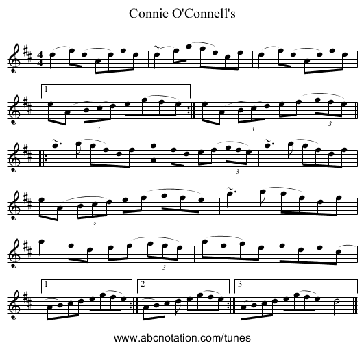 Connie O'Connell's - staff notation