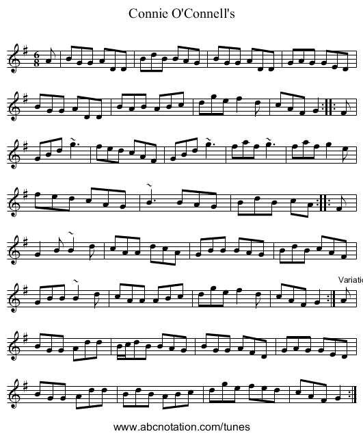 Connie O'Connell's - staff notation
