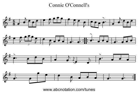 Connie O'Connell's - staff notation