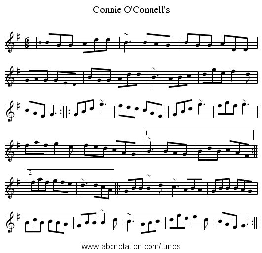 Connie O'Connell's - staff notation