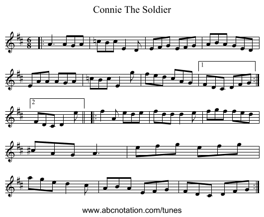 Connie The Soldier - staff notation